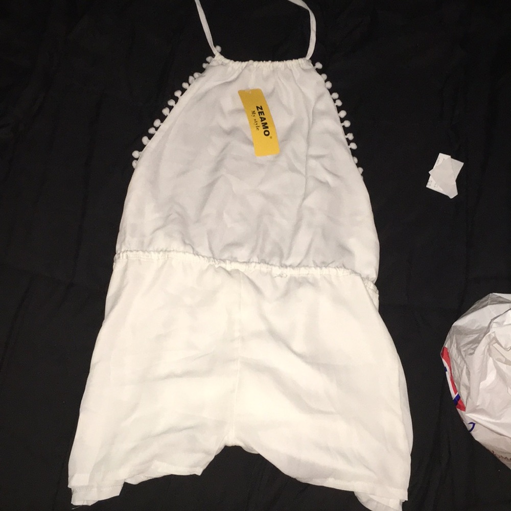 NEW WHITE BACKLESS ROMPER!!!